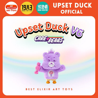 Upset Duck V6 Pocket Upset Duck X Care bears พวงกุญแจ เป็ดหน้าบึ้งของแท้ จากตัวแทนจำหน่าย เป็ดชุดแคร์แบร์ม่วง